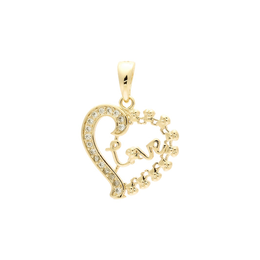 14K Gold love in heart pendant