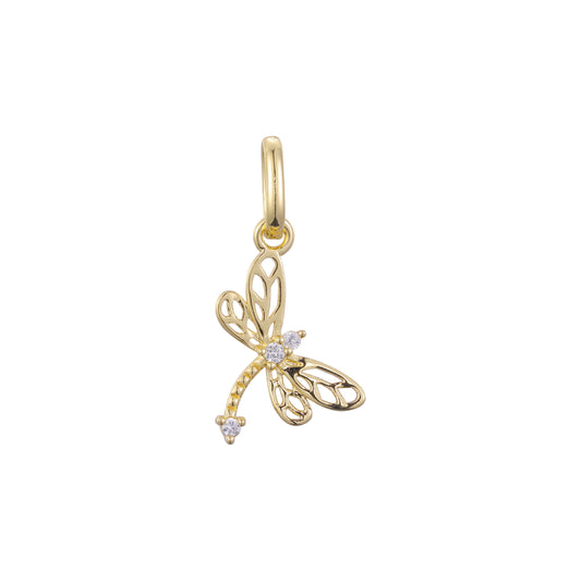 Dragonfly pendant in 14K Gold, Rose Gold plating colors
