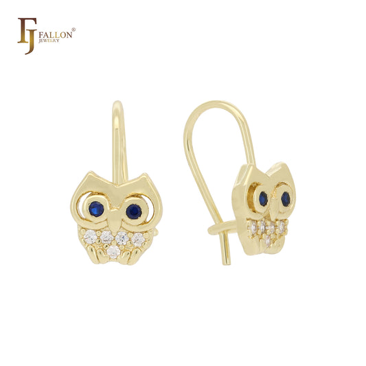 Little owl 14K Gold wire hook child earrings