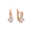 .Rose Gold two tone solitaire rhombus stone earrings