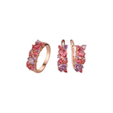 .Luxurious colorful cluster rings Rose Gold jewelry set
