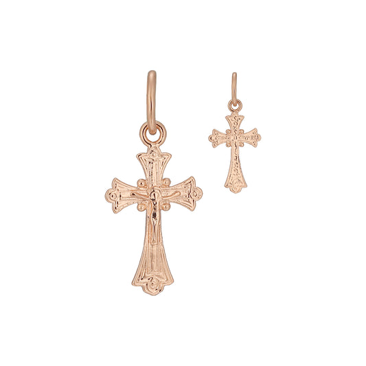 Russian orthodox Rose Gold cross pendant