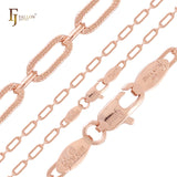 Textured hammered Paperclip link 14K Gold, Rose Gold Chains