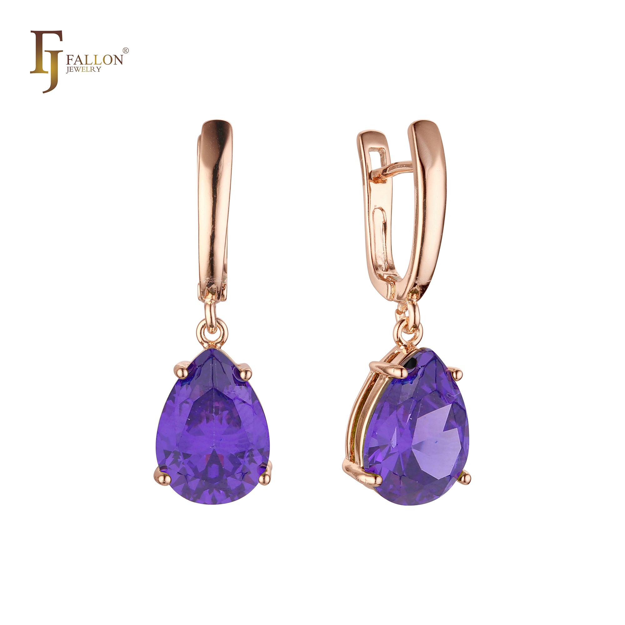 .Teardrop stone earrings in 14K Gold, Rose Gold, White Gold plating colors