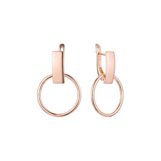 Circle wire drop earrings in 14K Gold, Rose Gold plating colors