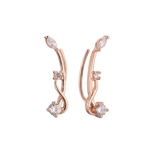 Crawler cluster earrings in 14K Gold, Rose Gold plating colors