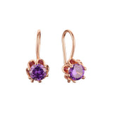 .Solitaire wire hook colorful cz earrings plated in 14K Gold, Rose Gold