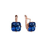 .Ashlee's Treasure - Big Solitaire emerald cut colorful cz 14K Gold, Rose Gold earrings