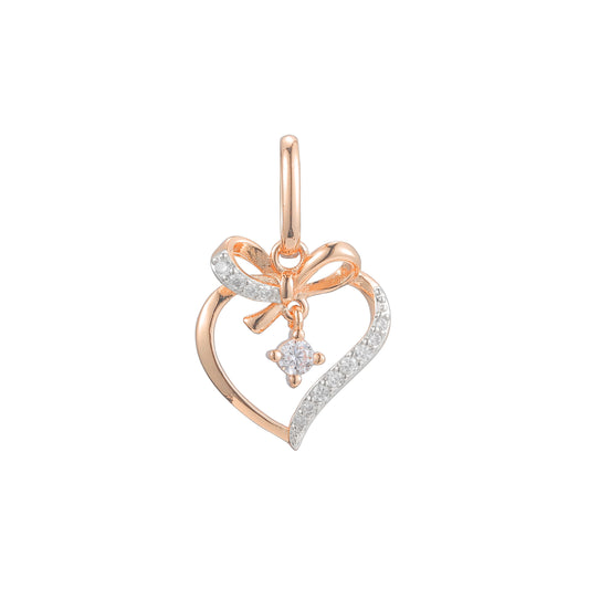 Heart gift present pendant in Rose Gold two tone, 14K Gold plating colors