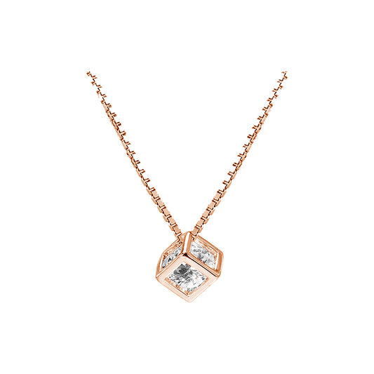 Solitaire white CZ Rose Gold pendant necklace
