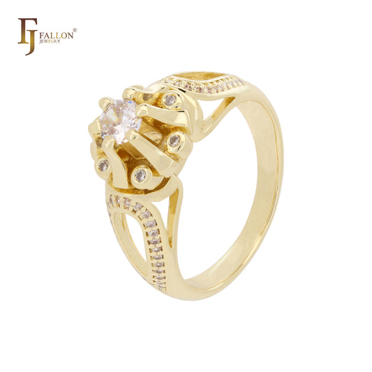 Solitaire clawed white CZ 14K Gold, Rose Gold Fashion Rings