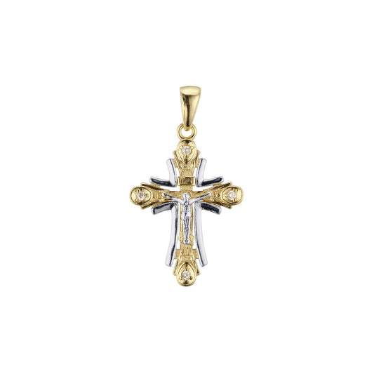Orthodox Maltese Cross pendant in Rose Gold, 14K Gold two tone, plating colors