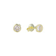 Big solitaire white CZ 14K Gold stud earrings