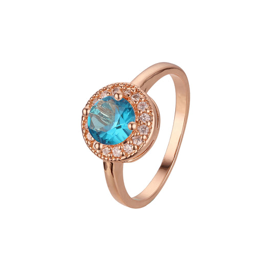 Chic colorful cubic zirconia Rose Gold halo rings