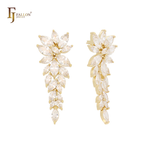 Great cluster flower Marquise white CZs stud earrings