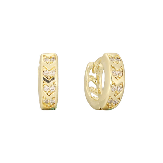 Chevron huggie earrings in 14K Gold, Rose Gold plating colors