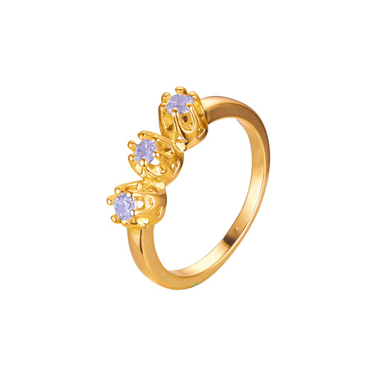 Three colorful cz cluster 14K Gold, Rose Gold, White Gold, 18K Gold rings