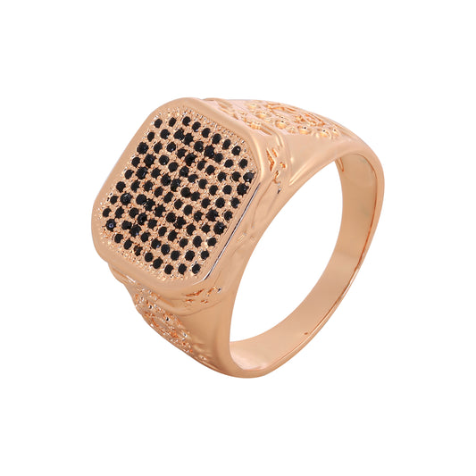 Cluster paved white or black CZ Rose Gold rings