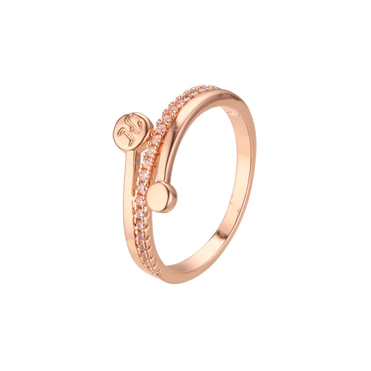 Wedding band rings design with letter H in 14K Gold, Rose Gold plating colors