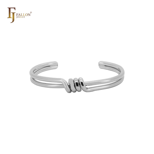 Double twisted wire 14K Gold, Rose Gold, White Gold bangle bracelets