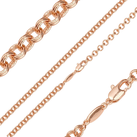 {Customize} Double ring rolo link Rose Gold chains
