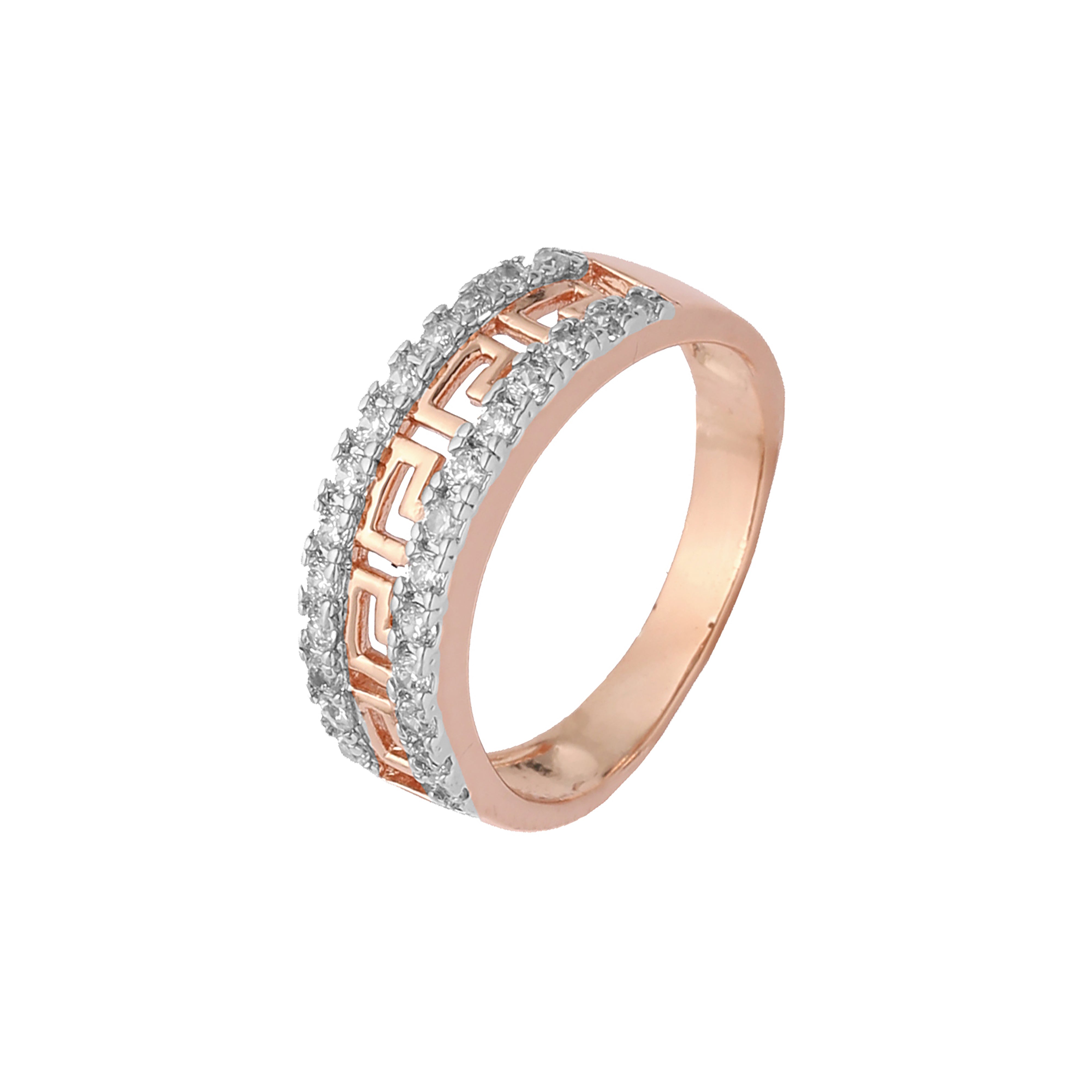 Greek key meander rings in 18K Gold, White Gold,14K Gold, Rose Gold, two tone plating colors
