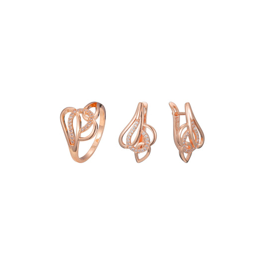Criss-crossing minimalism rings jewelry set plated in Rose Gold colors