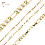Figaro link ripple hammered chains plated in 14K Gold