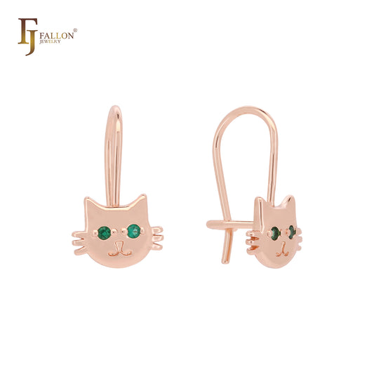 Little kitty Rose Gold wire hook child earrings