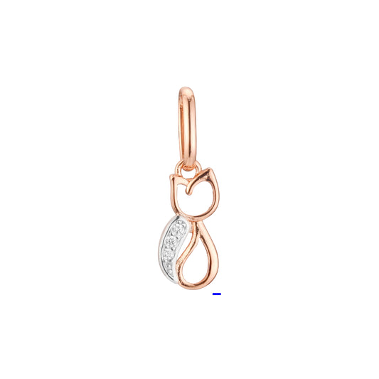 Cat animal pendant in Rose Gold two tone, 14K Gold plating colors