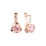 .Rose Gold clawed solitaire white CZ earrings