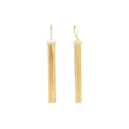 14K Gold two tone wire hook chain design earrings