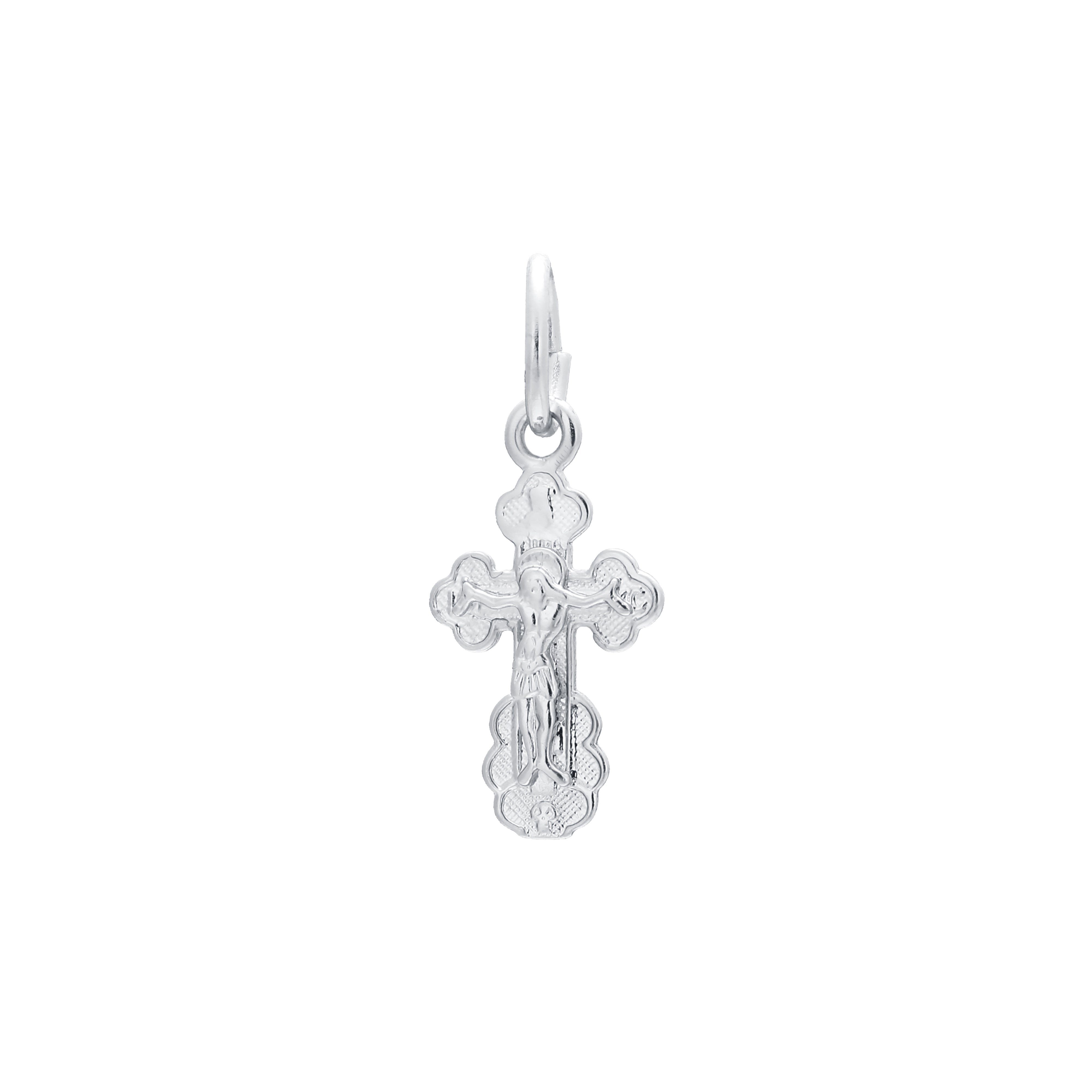 Catholic cross budded pendant in 14K Gold, Rose Gold & White Gold plating colors