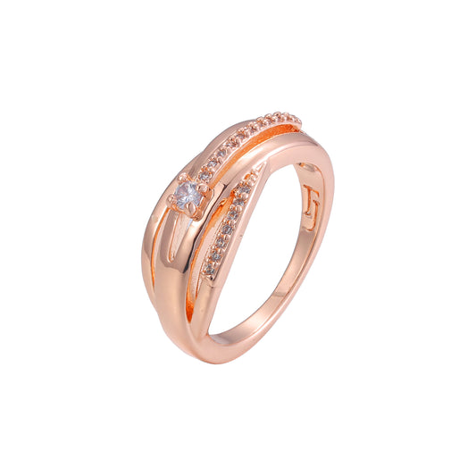 Solitaire rings in Rose Gold, two tone plating colors