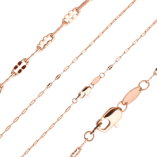 Sequin link chains plated in 14K Gold