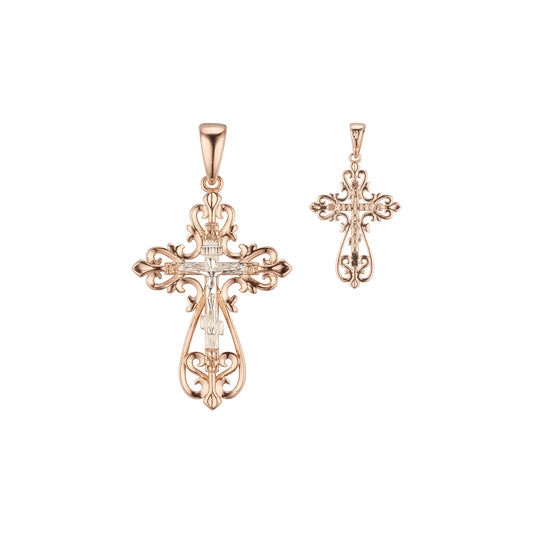 .Cross pendant in Rose Gold two tone, White Gold plating colors