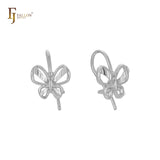 Butterfly wire hook child earrings in 14K Gold, Rose Gold, two tone plating colors