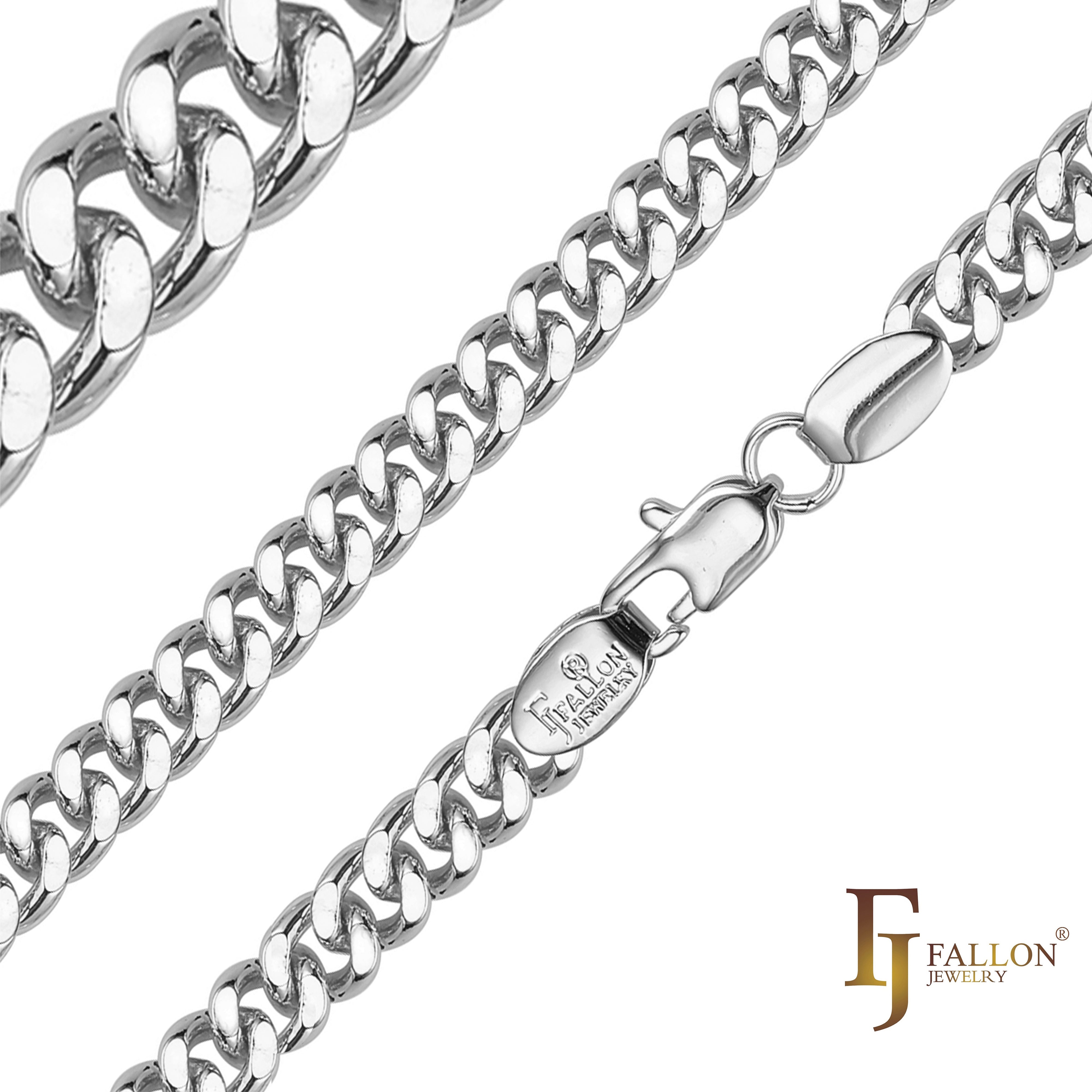 Classic Miami Style Cuban chains, plated in 14K Yellow Gold two tone, 18K Gold, White Gold RF