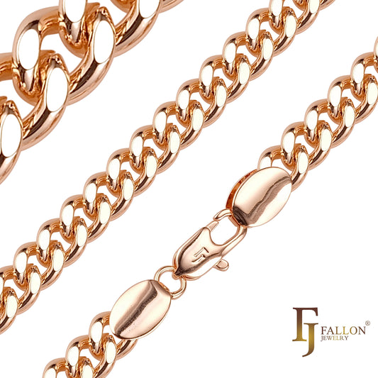 .Classic Miami Style Cuban link chains plated in Rose Gold, two styles two tone SF