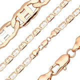 Mariner H link chains plated in 14K Gold, two tone [Rough Face]