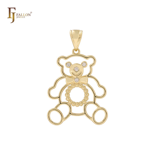 Cable bear 14K Gold, Rose Gold, White Gold Pendant