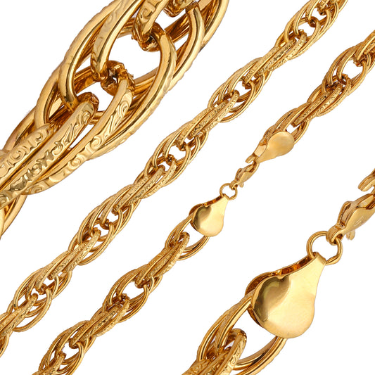 Rope hammered chains plated 14K Gold