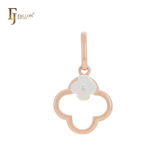 Clover in clover shape Rose Gold two tone pendant
