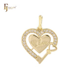 MY LOVE key and heart Rose Gold, 14K Gold, White Gold pendant