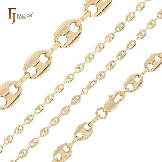 Oval coin shape sequin 14K Gold chains