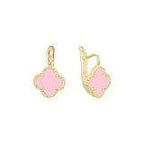 .Lucky colorful clover earrings in 14K Gold, White Gold, Rose Gold, plating colors