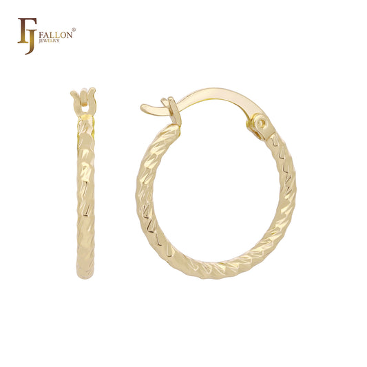 Twisted rope textured 14K Gold, Rose Gold, White Gold Hoop earrings