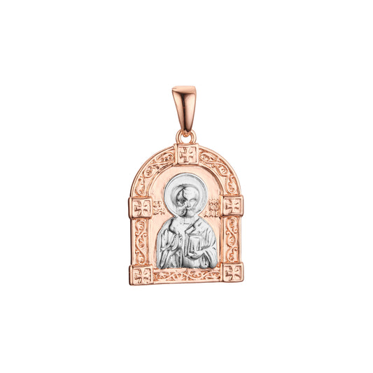 Saint Nicholas pendant in Rose Gold two tone plating colors