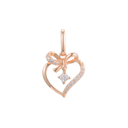 Heart gift present pendant in Rose Gold two tone, 14K Gold plating colors
