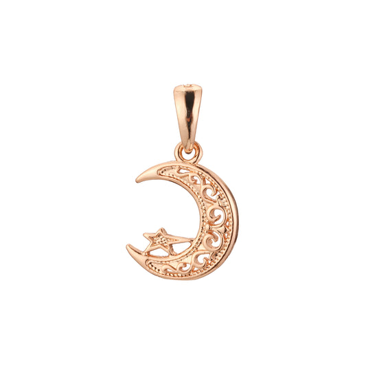 Islamic Star and Crescent pendant in 14K Gold, Rose Gold & White Gold plating colors